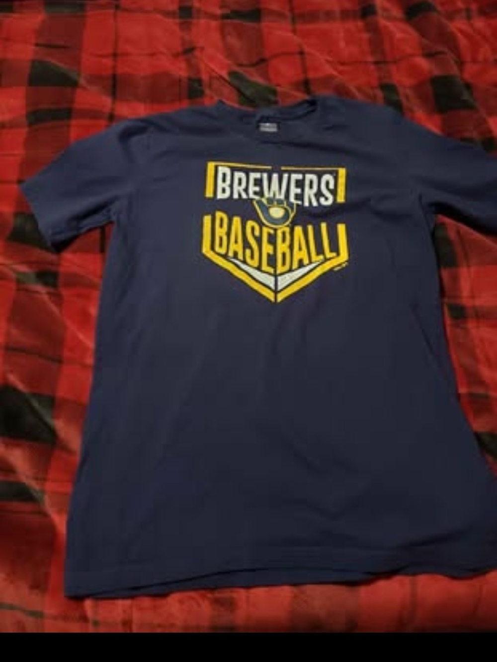 #044- Youth xlarge Brewers Baseball  Navy Graphic Tee